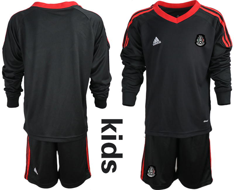 Youth 2020-2021 Season National team Mexico goalkeeper Long sleeve black Soccer Jersey1